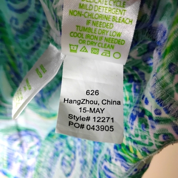 Lilly Pulitzer Marlowe Tank XS Blue Green Paisley Print Resort Preppy Summer - Picture 7 of 7